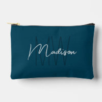 Modern Monogram Name Script Blue