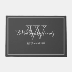 Modern Monogram Name Script Cute Wedding Welcome   Doormat