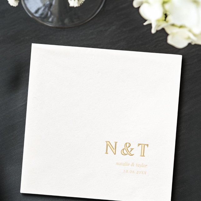 Modern Monogram Names & Date Wedding Foil Napkins (Modern Monogram Names & Date Wedding Foil Napkins)