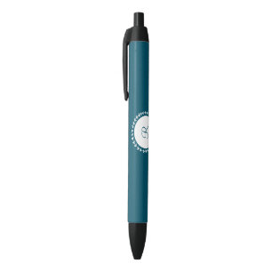 Modern Monogram Navy Blue Black Ink Pen