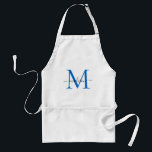 Modern Monogram Navy Blue Chic Script Chef Cuisine Standard Apron<br><div class="desc">Modern Monogram Navy Blue White Script Chef Cuisine Adult Apron</div>