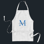 Modern Monogram Navy Blue Chic Script Chef Cuisine Standard Apron<br><div class="desc">Modern Monogram Navy Blue White Script Chef Cuisine Adult Apron</div>