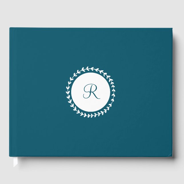Modern Monogram Navy Blue Guest Book (Front)