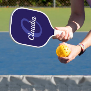 Modern Monogram Navy Blue Pickleball Paddle