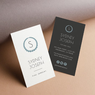 Modern Monogram Necklace Logo Jewellery Design Business Card