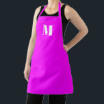 Modern monogram neon magenta custom initial letter apron<br><div class="desc">Modern monogram neon magenta pink personalised custom initial letter kitchen Apron.
Customisable white text,  neon magenta pink solid plain background.</div>