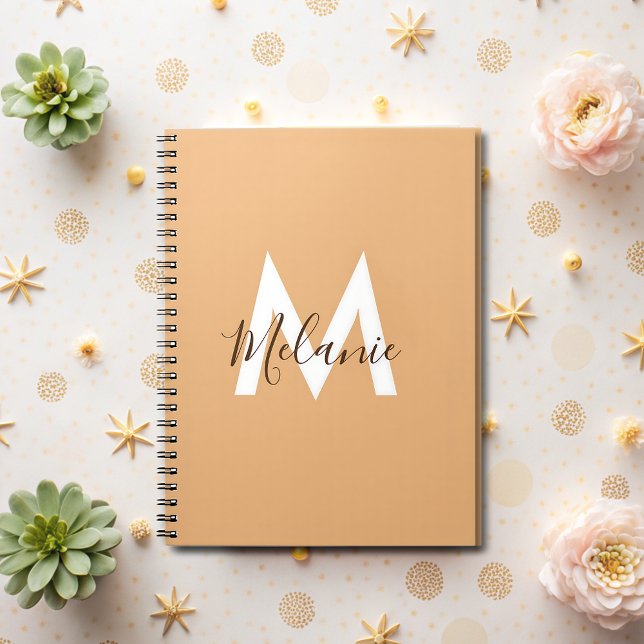  modern monogram Neutral orange  Notebook (Creator Uploaded)