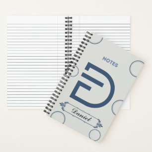 Modern Monogram Notebook with Letter D