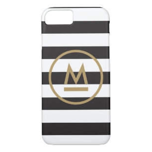 Modern Monogram on Bold Stripes Personalised Case-Mate iPhone Case