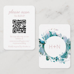 Modern Monogram Pastel Rose RSVP with QR Code  Enclosure Card