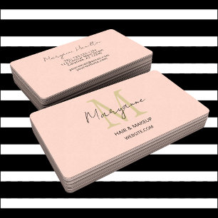 Modern Monogram Peach Business Card