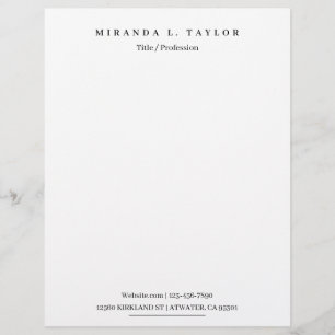 Modern Monogram Personal Business Professional  Le Custom Letterhead
