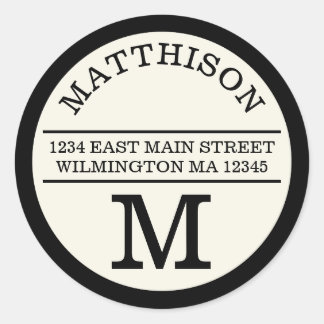 Modern Monogram Personal Round Address Label