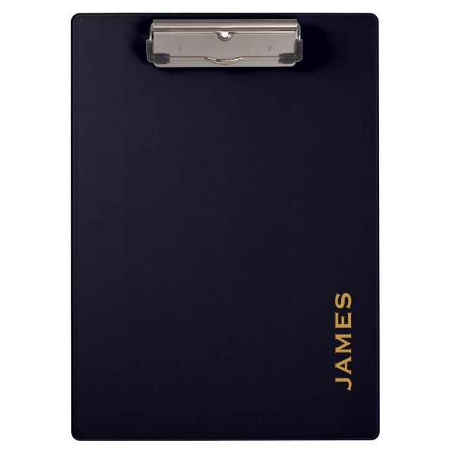 Modern Monogram Personalised Blue and Gold Clipboard (Front)