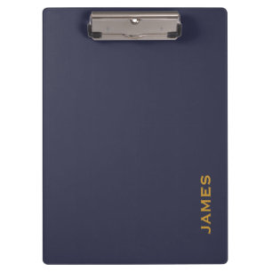 Modern Monogram Personalised Blue and Gold Clipboard