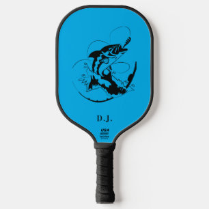 Modern Monogram Personalised Fishing Fish Pickleball Paddle