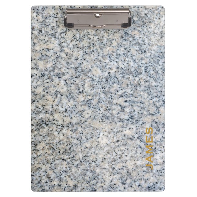 Modern Monogram Personalised Granite and Gold Clipboard (Front)