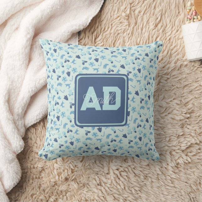 Modern Monogram Personalised Pillow For Newlywed (Blanket)