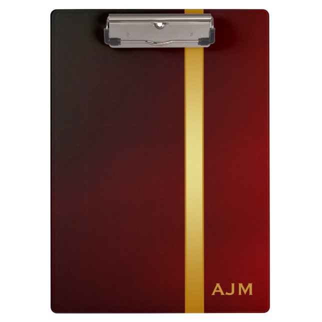 Modern Monogram Personalized White and Gold Clipboard (Front)
