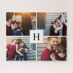 Modern Monogram Photo Collage Jigsaw Puzzle