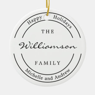 Modern Monogram Photo Happy Holiday Ceramic Tree Decoration