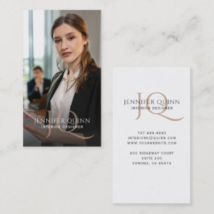 Modern Monogram Photo Interior Designer Business Card