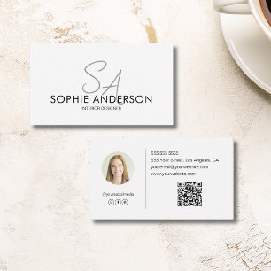 Modern Monogram Photo QR Designer Professional Business Card