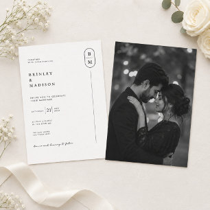 Modern Monogram Photo Wedding Invitation
