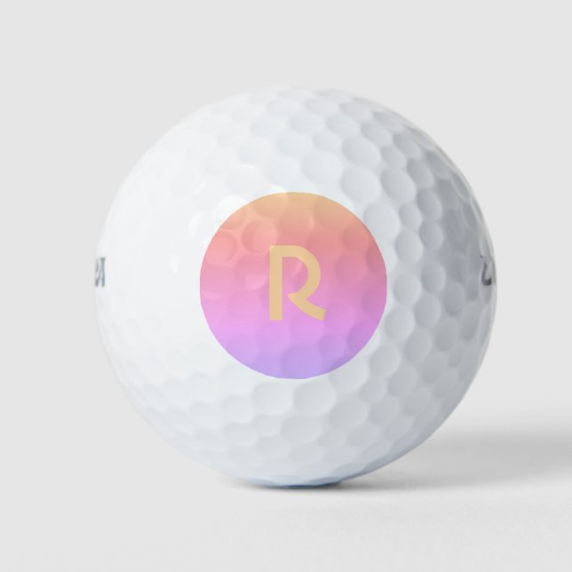 Modern Monogram Pink Lilac Peach Golf Balls (Front)