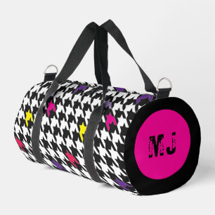 Modern Monogram Pink Purple Houndstooth Duffle Bag