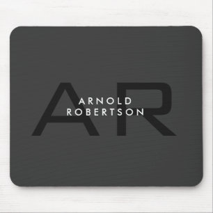 Modern Monogram Plain Grey Trendy Add Name Mouse Pad
