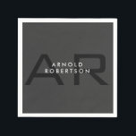 Modern Monogram Plain Grey Trendy Add Name Napkin<br><div class="desc">In addition to a quality material and a quality print,  this design offers you a simple,  modern,  minimalist approach. An unmissable template.</div>