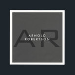 Modern Monogram Plain Grey Trendy Add Name Napkin<br><div class="desc">In addition to a quality material and a quality print,  this design offers you a simple,  modern,  minimalist approach. An unmissable template.</div>