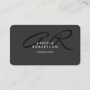 Modern Monogram Plain Grey Trendy Business Card