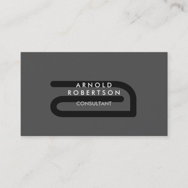 Modern Monogram Plain Grey Trendy Business Card (Front)