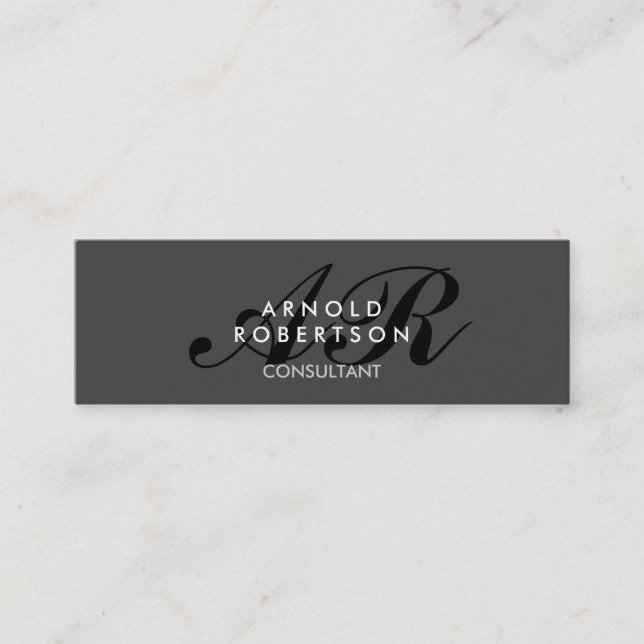 Modern Monogram Plain Grey Trendy Business Card (Front)
