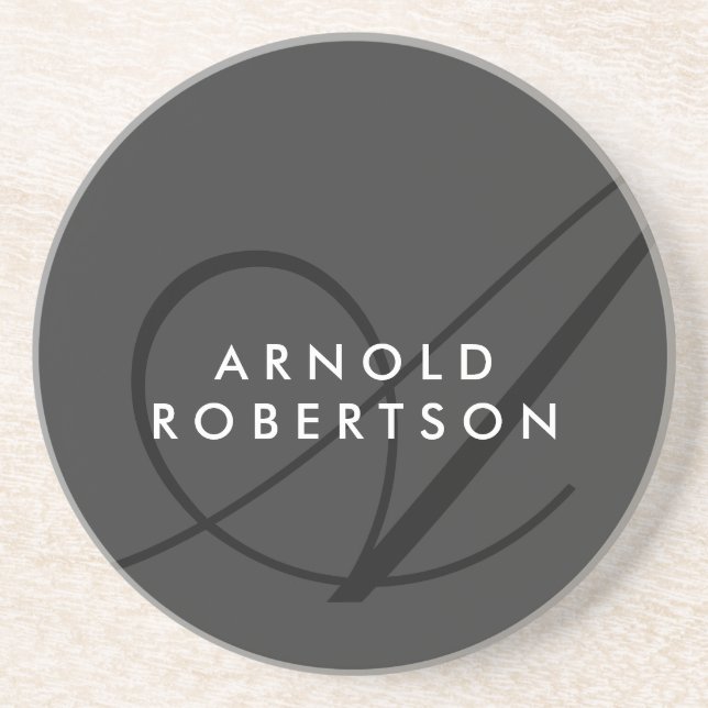 Modern Monogram Plain Grey Trendy Coaster (Front)