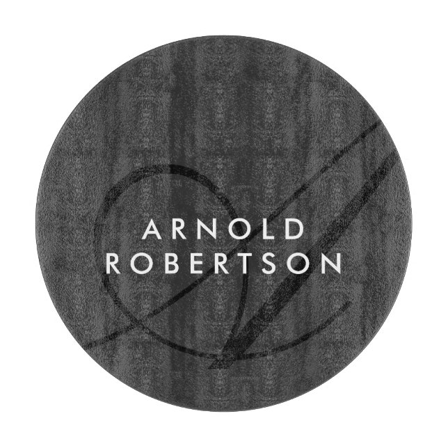 Modern Monogram Plain Grey Trendy Cutting Board (Front)