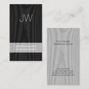 Modern Monogram Plain Wood Vertical Construction Business Card