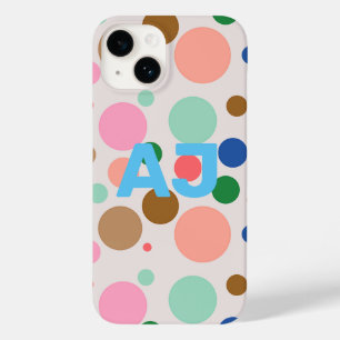 Modern Monogram Polka Dot Pattern Case-Mate iPhone 14 Case