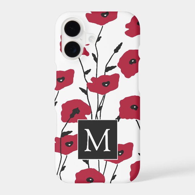 Modern Monogram Poppies Pattern (Back)