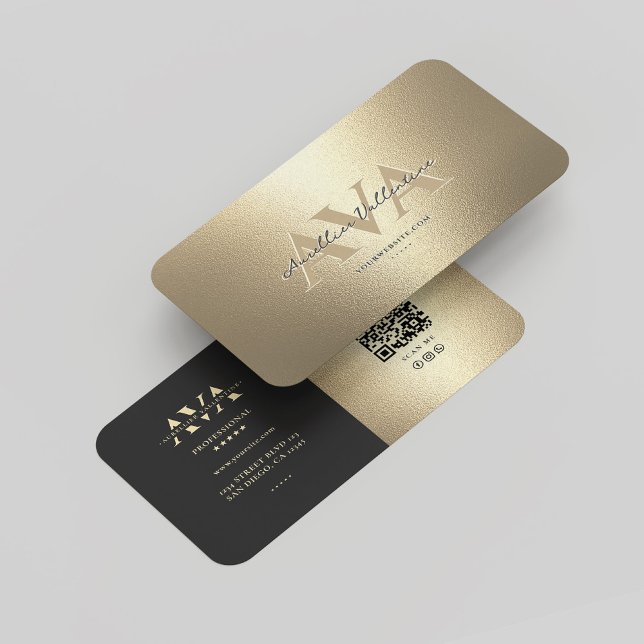 Modern Monogram Professional Elegant Black Gold  Business Card (Modern Monogram Professional Elegant Black Gold Business Card
)
