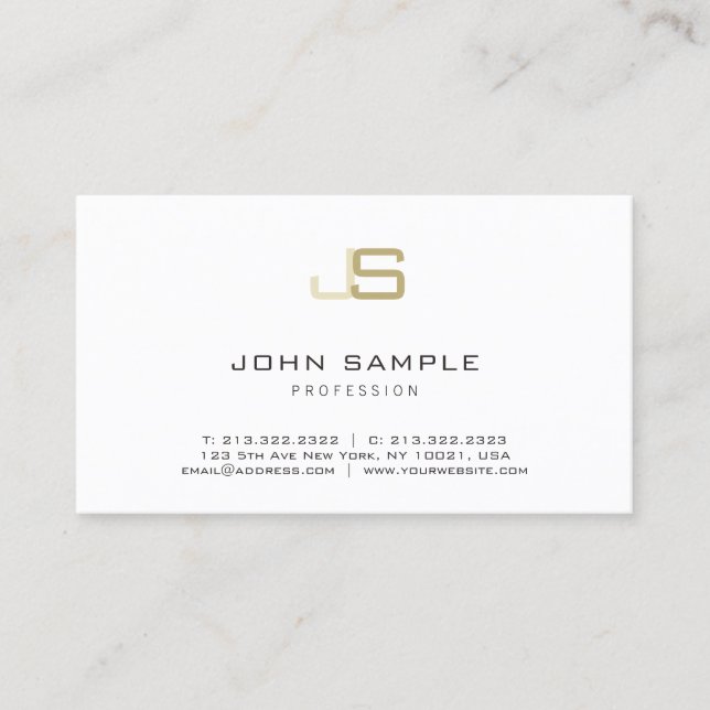 Modern Monogram Professional Elegant Simple Business Card (Front)
