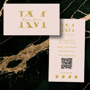 Modern Monogram Professional Gold Pink Marketing Business Card