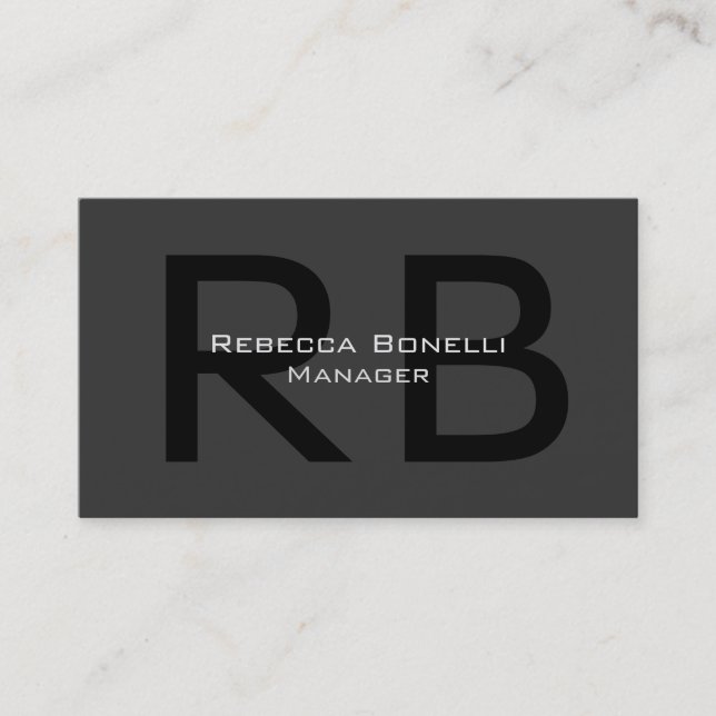 Modern Monogram Professional Manager Business Card (Front)