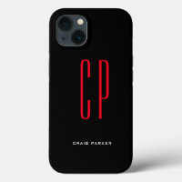 Modern Monogram Professional Plain Black Red