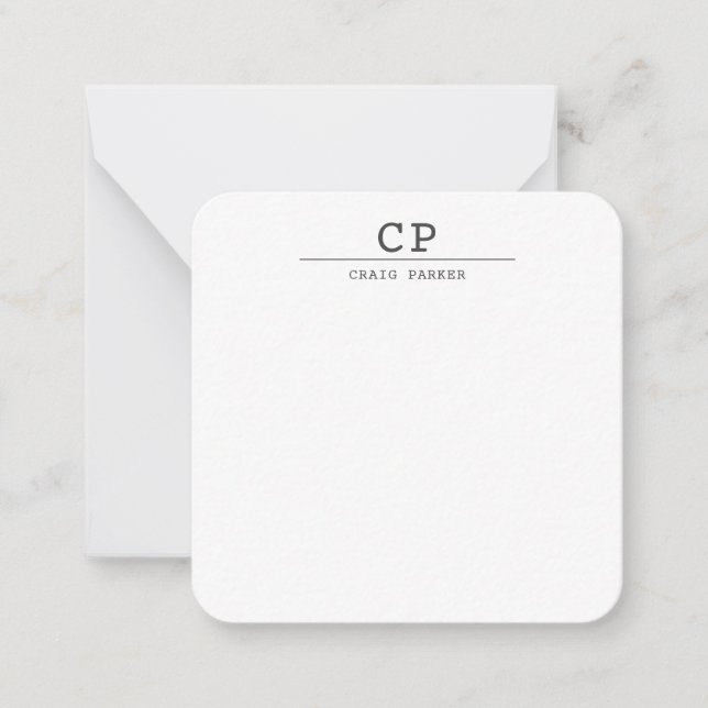 Modern Monogram Professional Plain Card (Front)