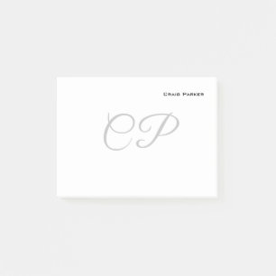 Modern Monogram Professional Plain Minimalist Post-it Notes