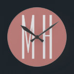 Modern Monogram Professional Plain Minimalist Round Clock<br><div class="desc">Easy Editing Tools. Different Types and Sizes,  Colour and Font Choices.</div>