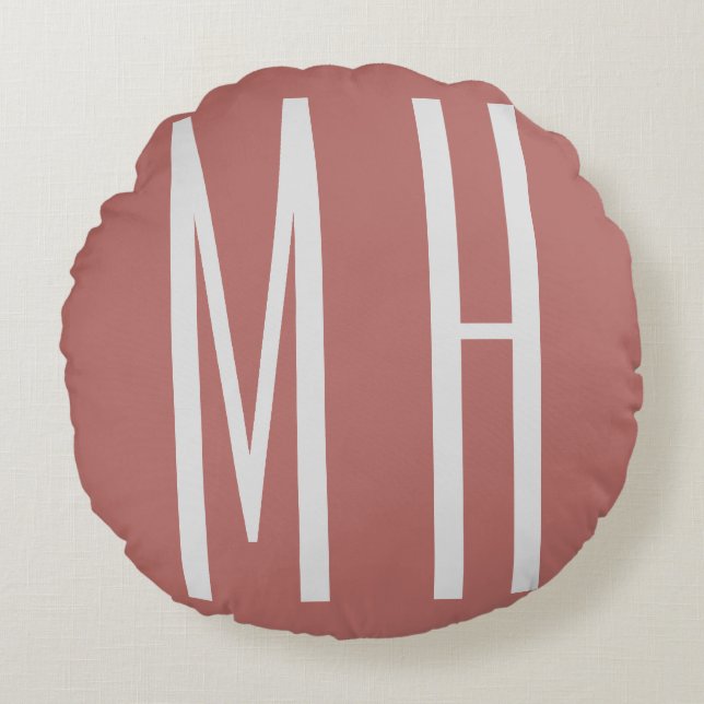 Modern Monogram Professional Plain Minimalist Round Cushion (Front)